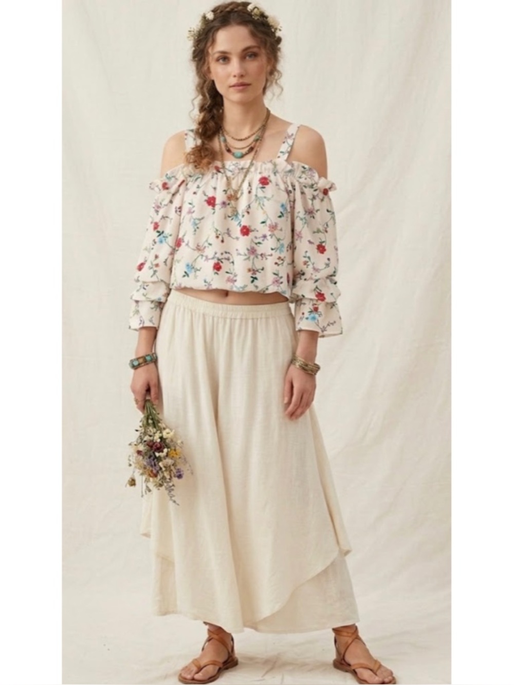 Twine & String Romantic Off The Shoulder Floral Blouse